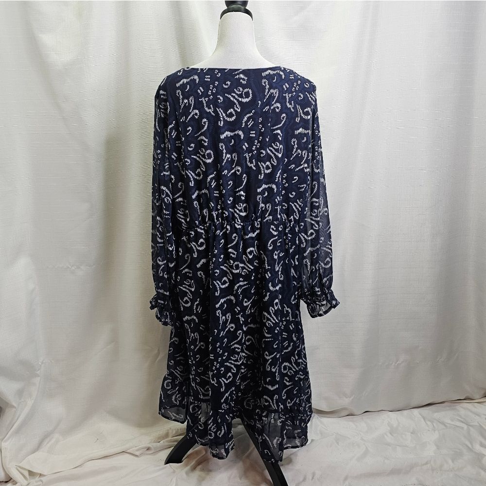 Bloomchic Blue Patterned Long Sleeve Ruffle Dress… - image 8